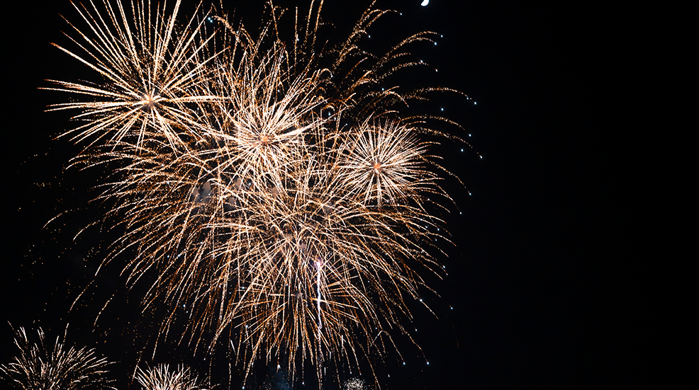 Fireworks in the night sky.